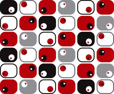 retro zachte pleinen en stippen in rood, zwart en grijs