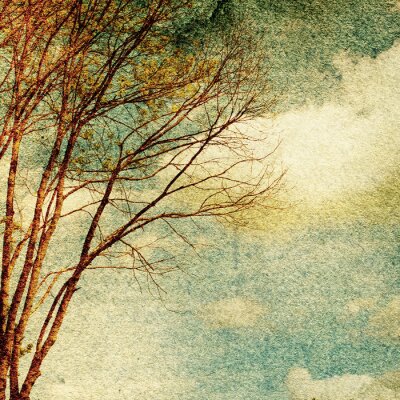 Sticker Retrostijl op een natuurfoto