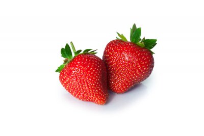 Sticker Ripe strawberries on white background
