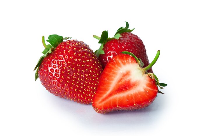 Sticker Ripe strawberries on white background