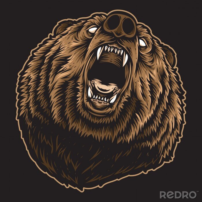 Sticker roaring bear vector
