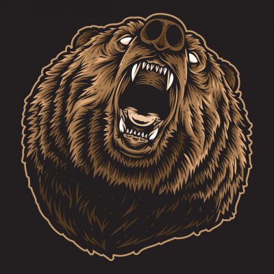 Sticker roaring bear vector