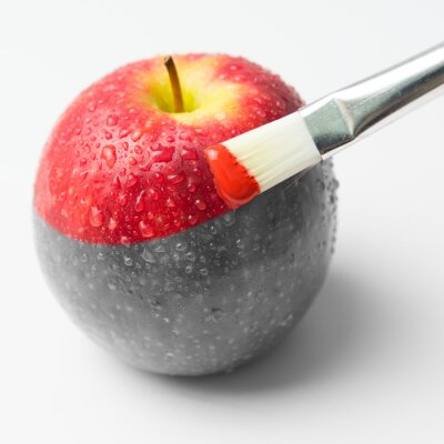 Sticker Rode appel geschilderd met een penseel