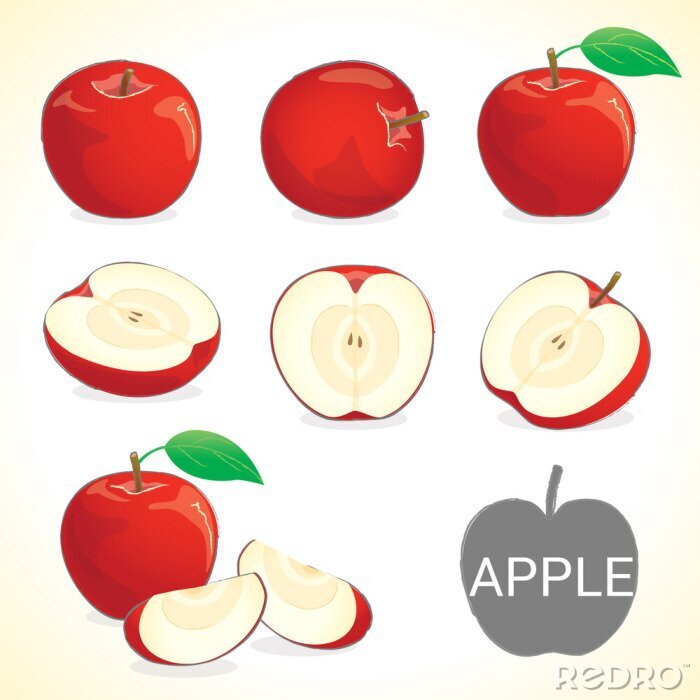 Sticker Rode appel heel en in delen