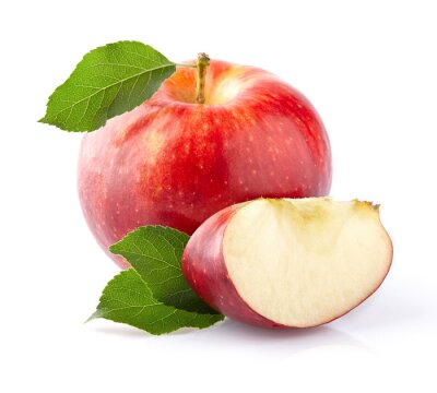 Sticker Rode appel op een witte achtergrond