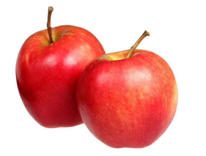 Sticker Rode appel op een witte achtergrond