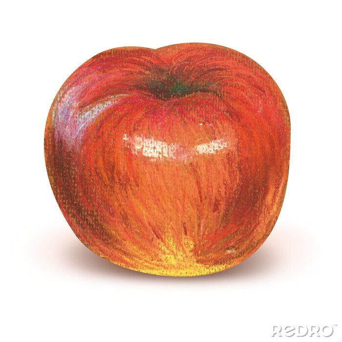 Sticker Rode appeltekening met kleurpotloden