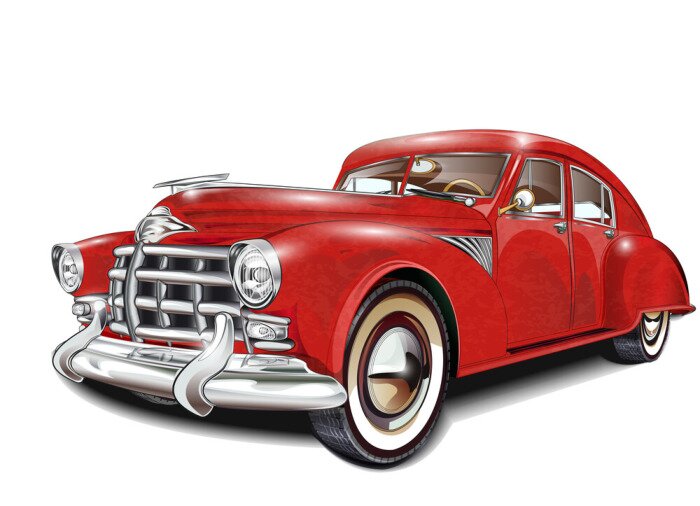 Sticker Rode retro auto realistische afbeeldingen