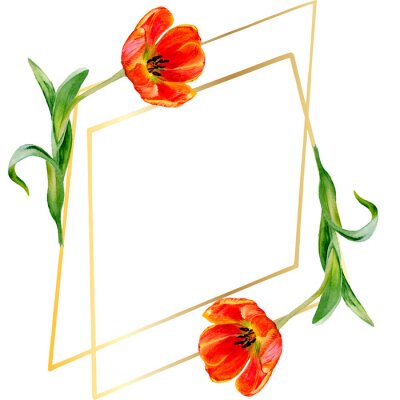 Sticker Rode tulpen in een geometrisch frame