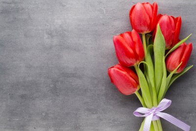 Sticker Rode tulpen op beton