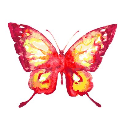 Sticker Rode vlinder in aquarel