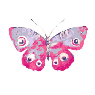 Sticker Rode vlinder met oogjes