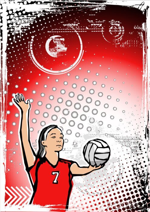 Sticker rode volleybal achtergrond