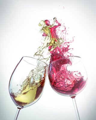 Sticker Rode wijn en witte wijn Splash is de vorm van een man en een vrouw die dansen