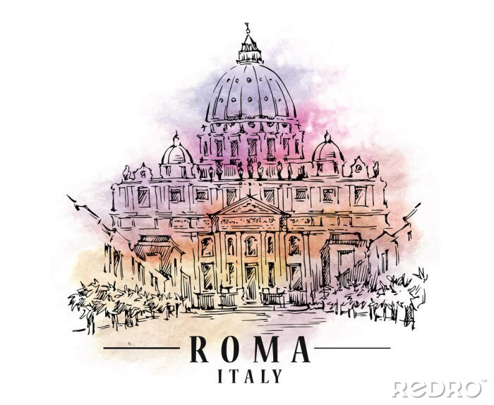 Sticker Roma schets. Italiaanse hoofd illustratie.