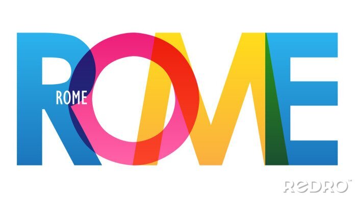 Sticker ROME colorful vector typography banner