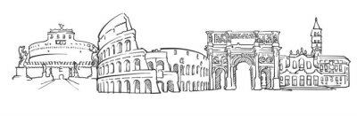 Sticker Rome Italië Panorama Schets
