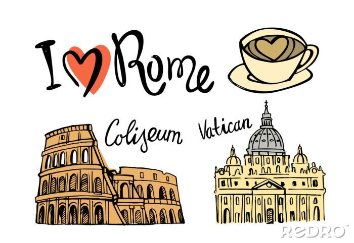 Sticker Rome landmark naadloos