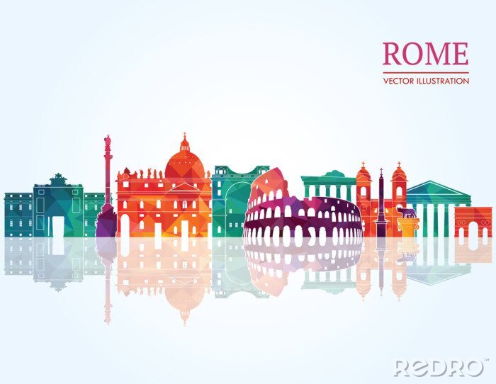 Sticker Rome skyline gedetailleerde silhouet. vector illustratie