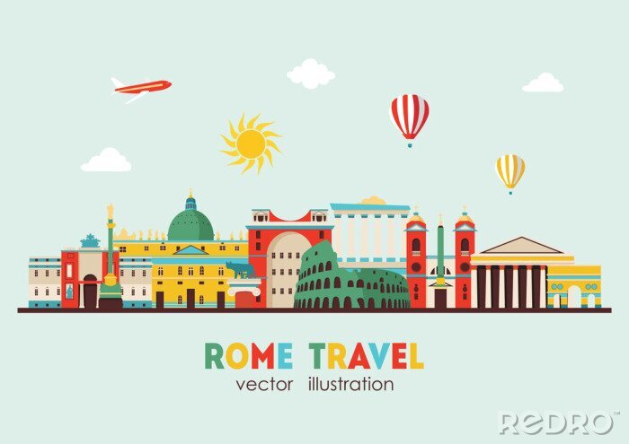 Sticker Rome skyline. vector illustratie