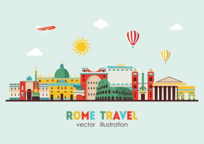 Sticker Rome skyline. vector illustratie