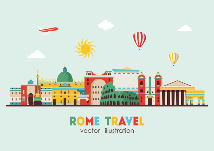 Sticker Rome skyline. vector illustratie