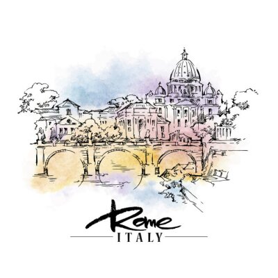 Sticker Rome vector illustratie.