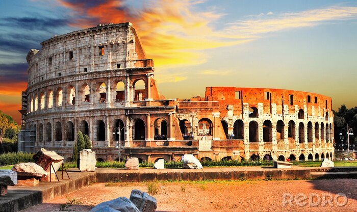 Sticker Romeins Colosseum bij zonsondergang