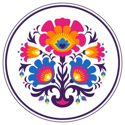 Poster Rond patroon met folkloristisch ornament.