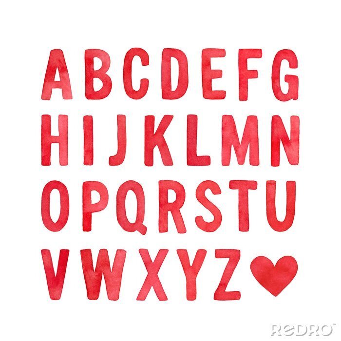 Sticker Rood alfabet eindigend met een hart