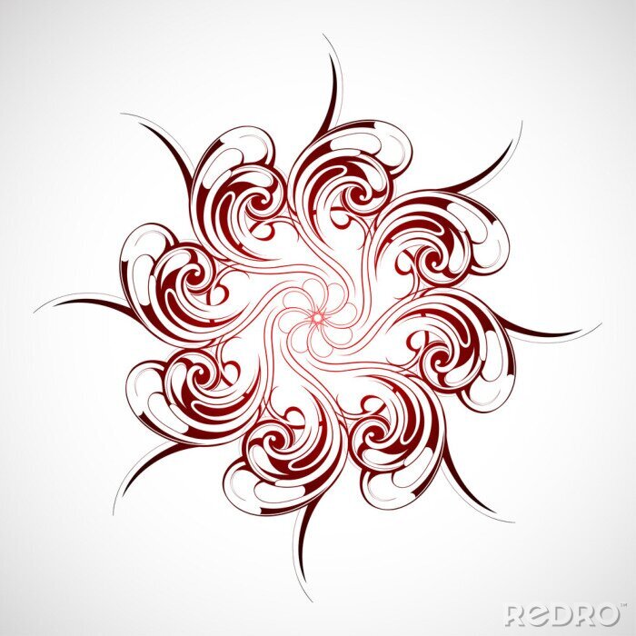 Sticker Rood-zwart abstract zonnenpatroon