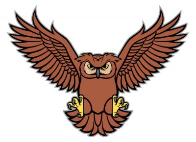 Sticker Roofzuchtige uil tijdens de vlucht