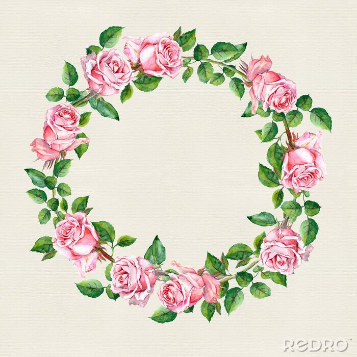 Sticker Rose bloem krans