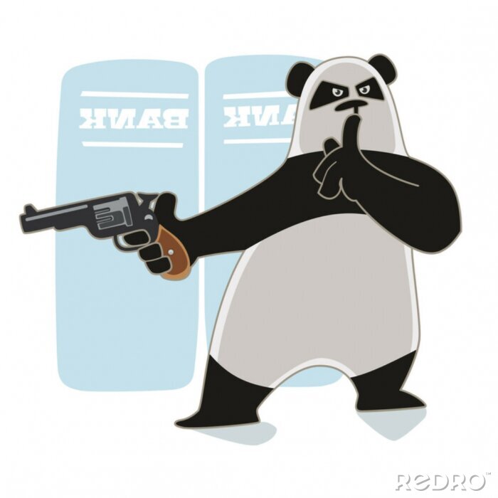 Sticker Rover Panda met een pistool