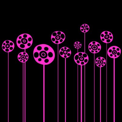 Sticker Roze bloemen op een zwarte achtergrond