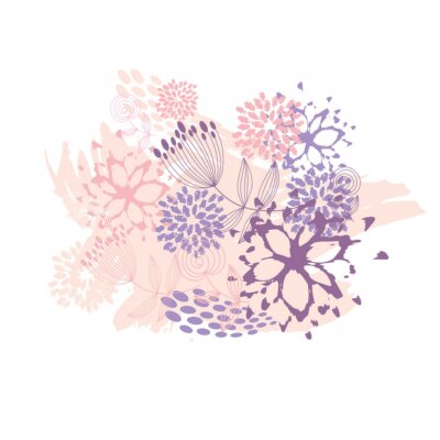 Sticker Roze compositie met bloemen