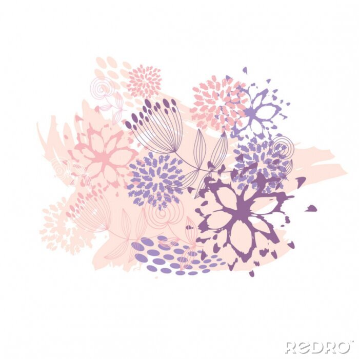 Sticker Roze compositie met bloemen