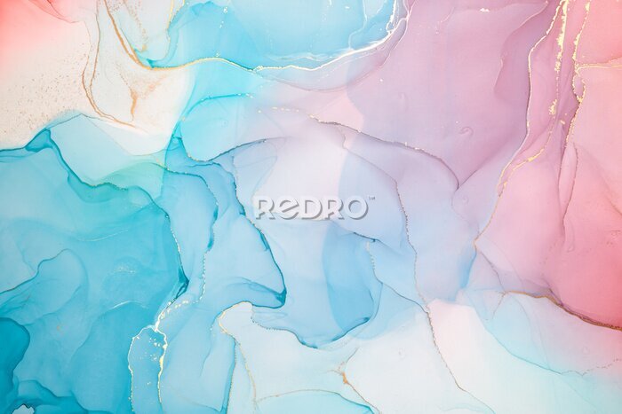 Sticker Roze en blauwe marmertextuur