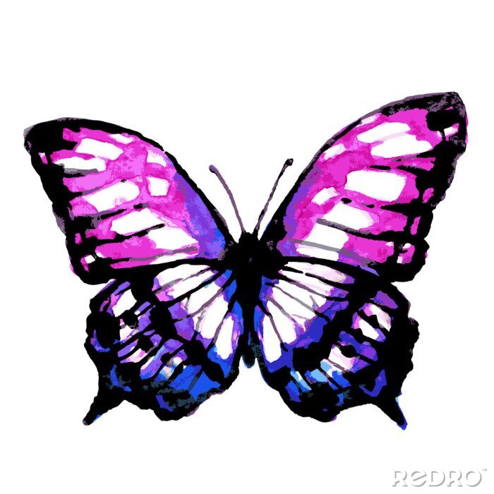 Sticker Roze en paarse vlinder