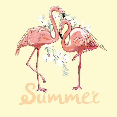 Sticker Roze flamingo vector illustratie