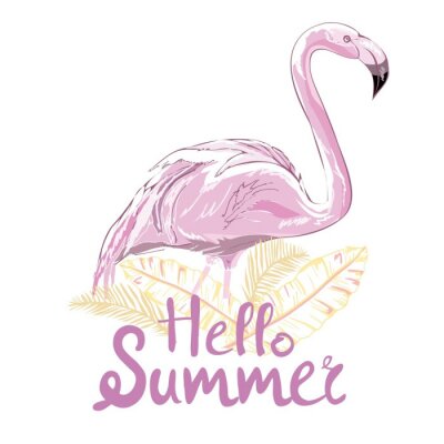 Sticker Roze flamingo vector illustratie