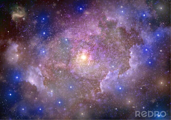 Sticker Roze galaxy met sterren