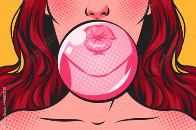 Sticker Roze kauwgom