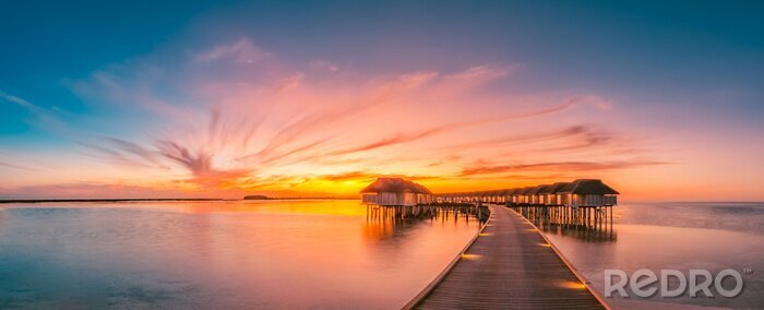 Sticker Roze lucht op de Malediven