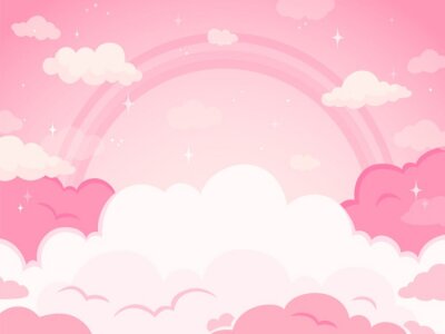 Sticker Roze sprookjes hemel met wolken