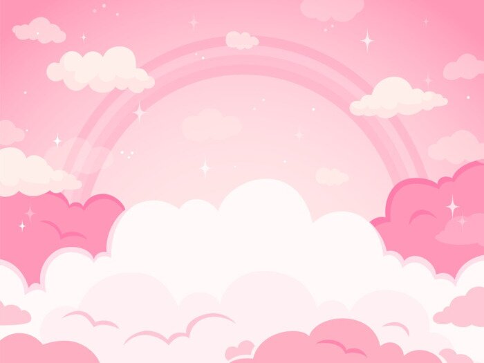 Sticker Roze sprookjes hemel met wolken