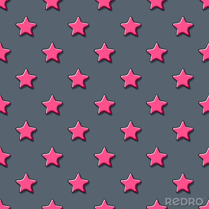 Sticker Roze sterren krabbelen schets patroon achtergrond.