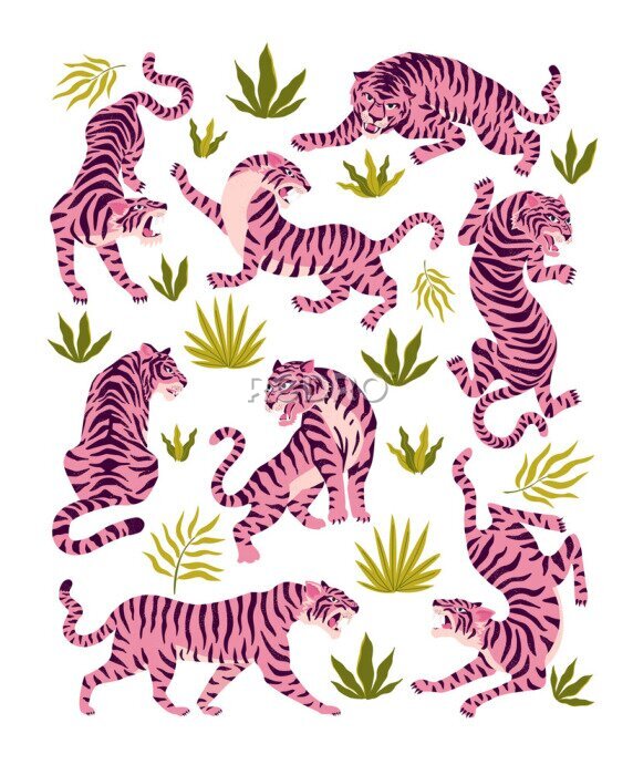 Sticker Roze tijgers