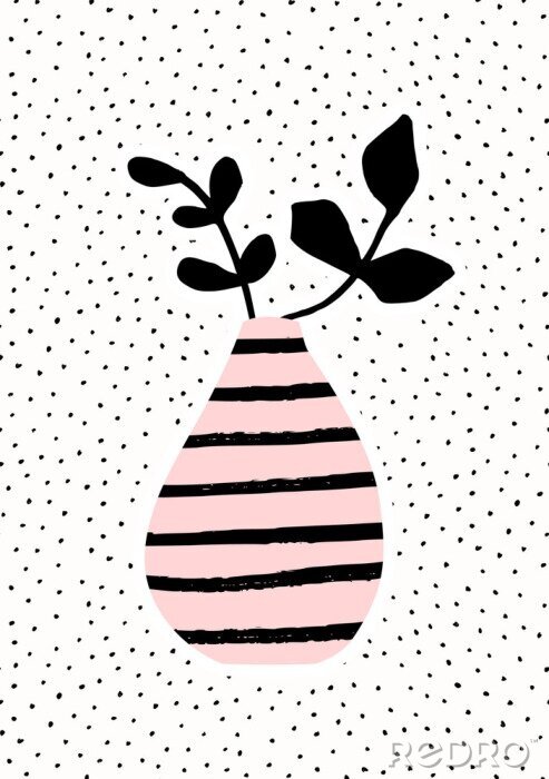 Sticker Roze Vaas met Takken