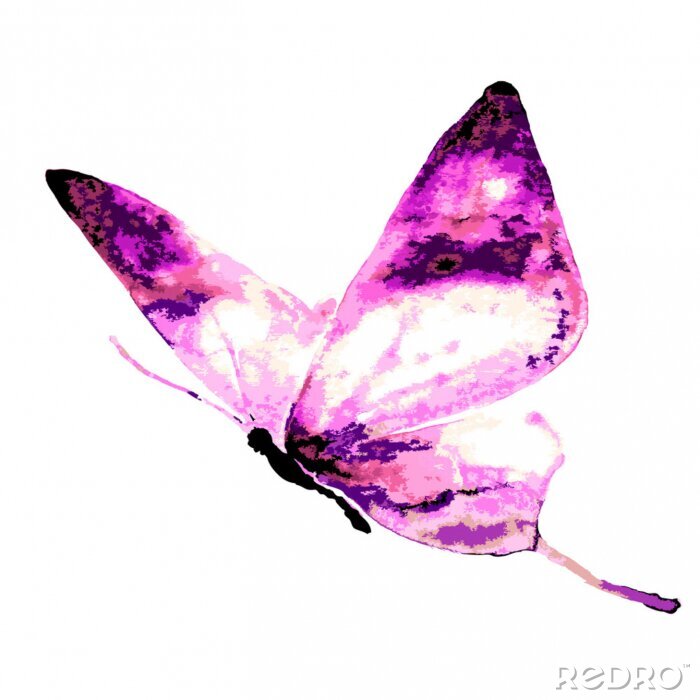 Sticker Roze vlinder in aquarel